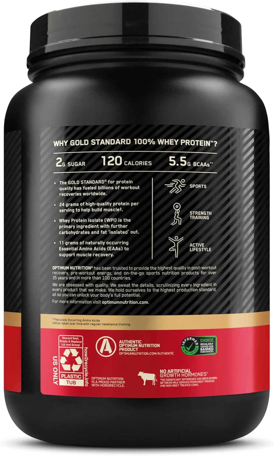 Optimum Nutrition Gold Standard 100% Whey Protein Powder, Double Rich Chocolate, 5 Pound