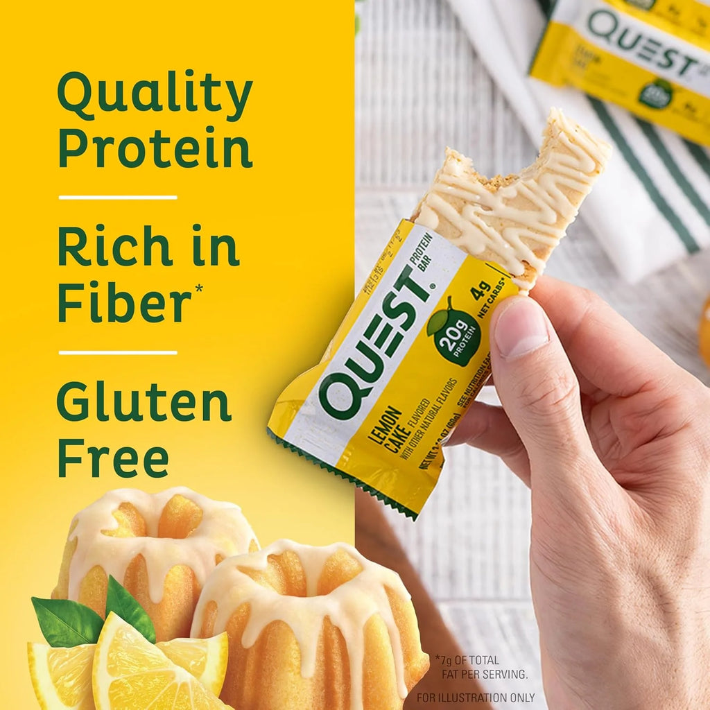Quest Nutrition Lemon Cake Protein Bars, High Protein, Low Carb, Gluten Free, Keto Friendly, 4 Count