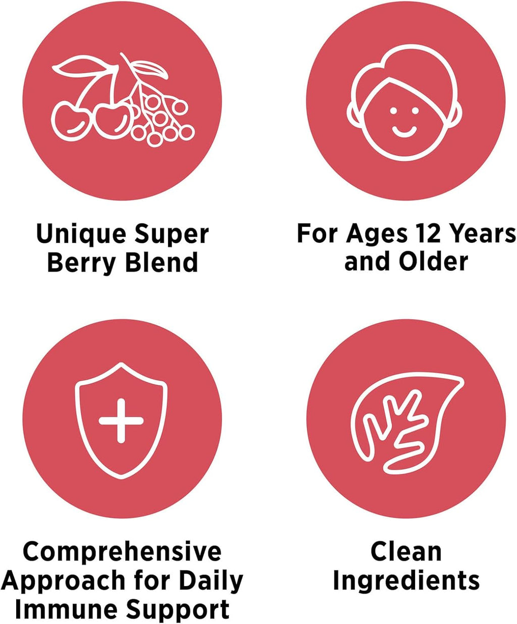 Super Berry Immune Support – Daily Immune System Supplement for Adults & Kids 12 Years +, Made with Elderberry, Aronia Berry, Zinc, Vitamins C and D3 – Capsules, 60 Count