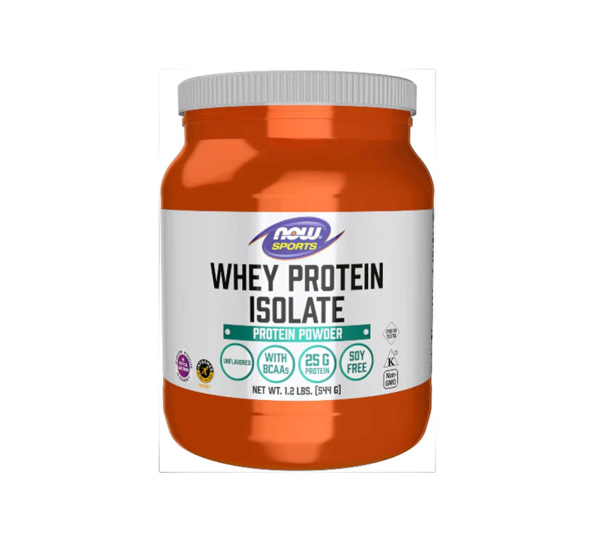 NOW Foods Sports Nutrition, Whey Protein Isolate, 25 G with Bcaas, Unflavored Powder, 1.2-Pound