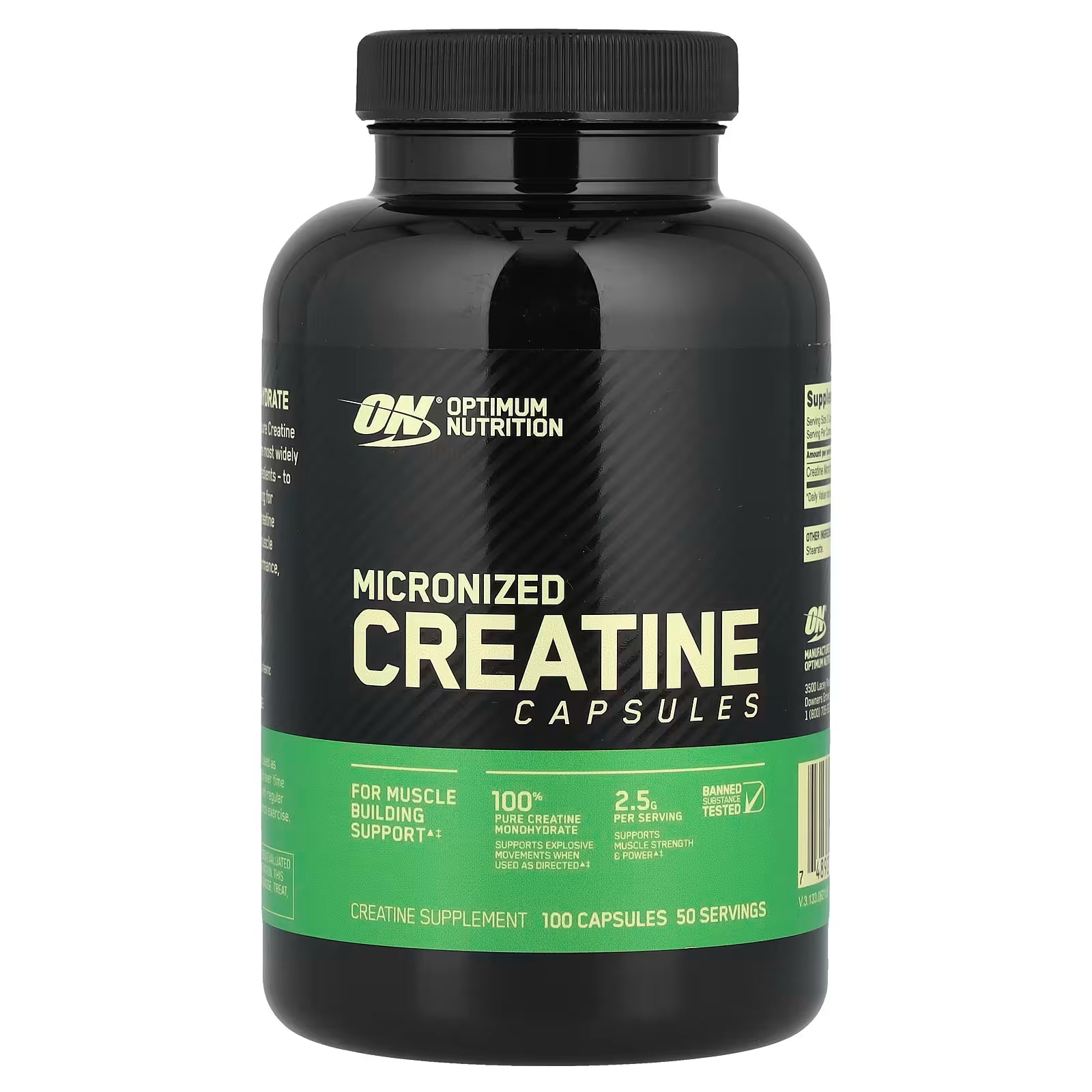 Optimum Nutrition, Micronized Creatine Capsules, 100 Capsules (1.25 G per Capsule )