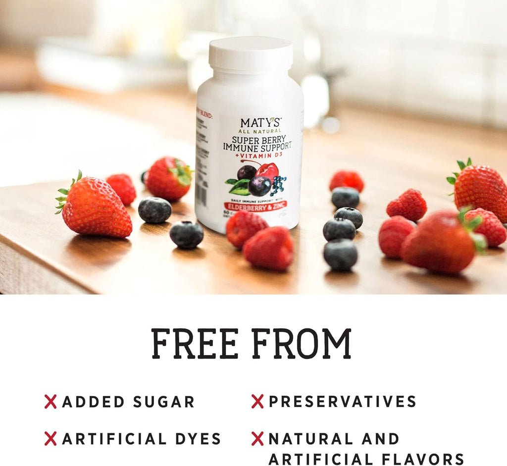 Super Berry Immune Support – Daily Immune System Supplement for Adults & Kids 12 Years +, Made with Elderberry, Aronia Berry, Zinc, Vitamins C and D3 – Capsules, 60 Count
