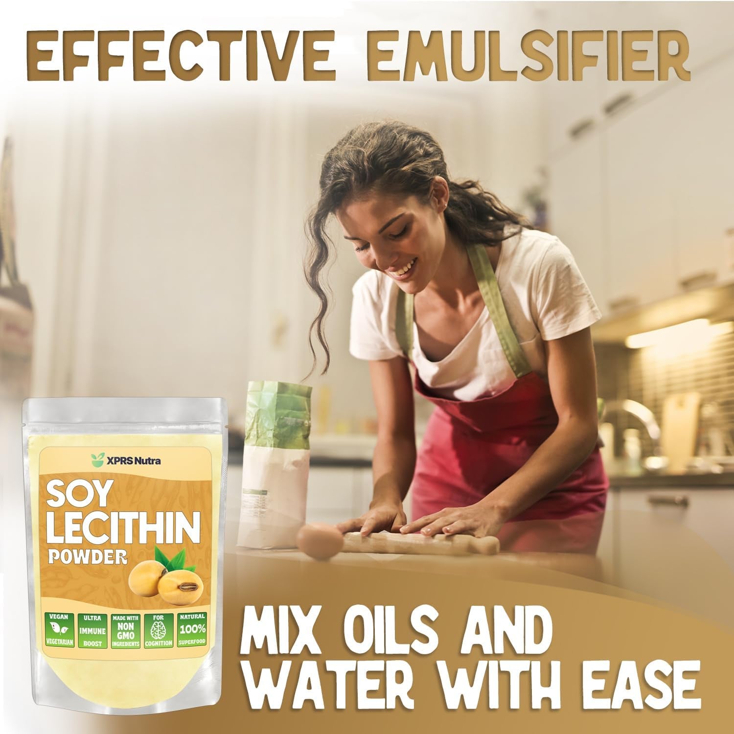 Soy Lecithin Powder Food Grade Fat Emulsifier - Suitable for Cooking, Baking and More - Vegan Friendly Soy Lecithin Powder Cooking Aid (4 Ounce)